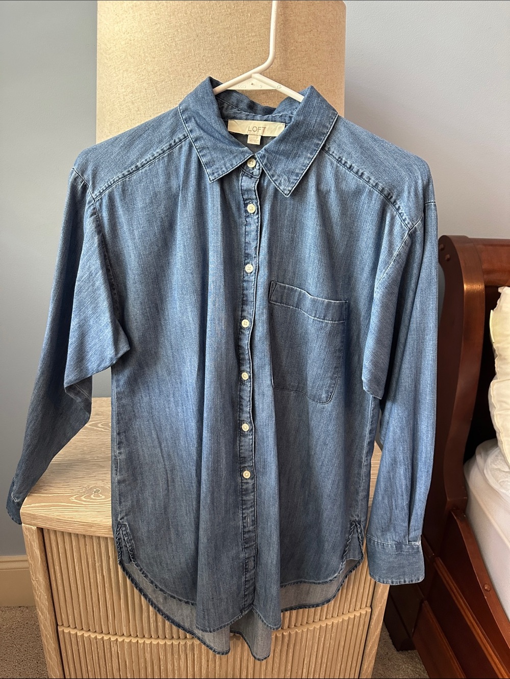 LOFT Light Blue Denim Button-Up Shirt